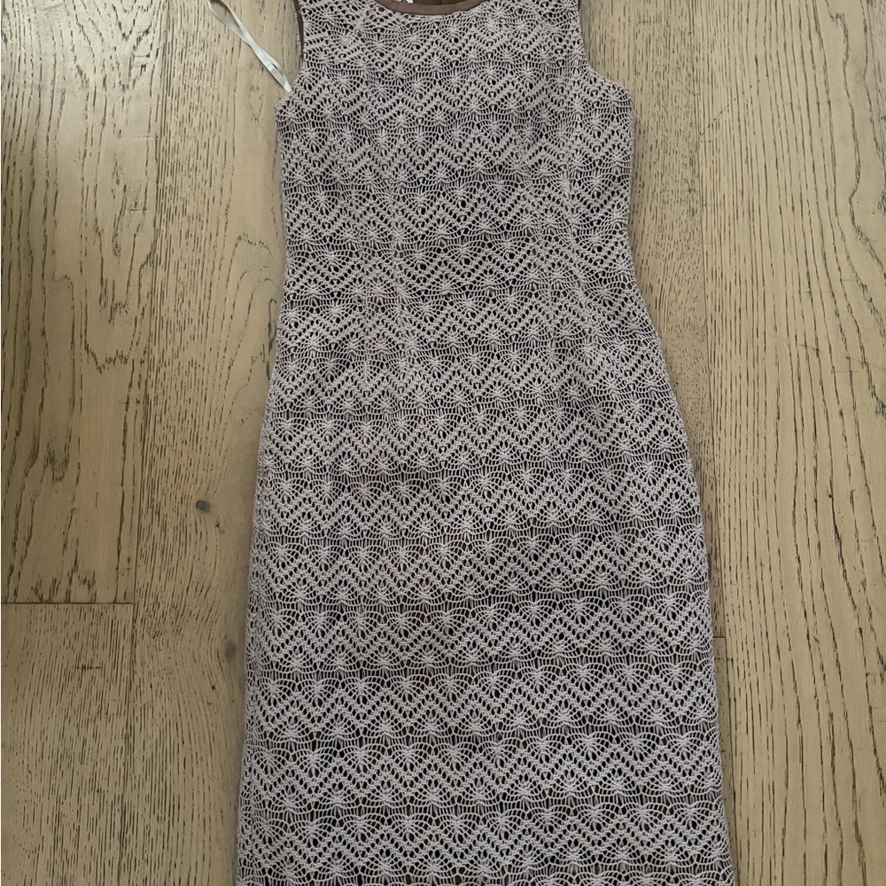 Anne Klein Lace Pattern Midi Dress - Beige